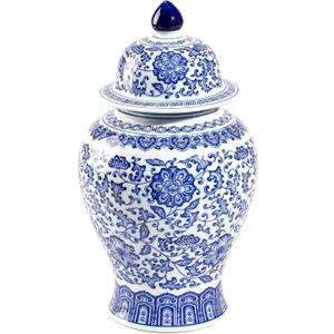 Blue and White Ginger Jars for Home Dcor, Chinoiserie Porcelain, Ginger Jar Vase Decor, Good Ideal for Room,Office Decoration,15" H