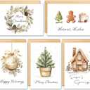 Christmas Cards with Envelopes, Pack of 25, 5 Designs Happy Holidays Greeting New Years Cards Boho Card- Send Warm Wishes to Friends Family and loved Ones, 4" x 6", Bulk
