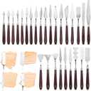 27 Pcs Palette Knife Set, Stainless Steel Painting Knife Set Wood Handle Palette Knives Paint Spatula Pallet Knives for Acrylic Paint Tools for Canvas Oil Painting Mixing and Texturing