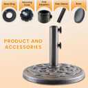 NEWBULIG Patio Umbrella Base, Heavy-Duty Resin Outdoor Umbrella Stand, Weather-Resistant Powder Coated Umbrella Holder for Garden/Backyard/Deck/Pool, 2 Securing Knobs & 2 Rod Adapters, Bronze