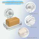 Soap Dish for Shower Clear Acrylic Soap Holder with Self-Draining Design No Drilling Required Strong Fixation for RV Bathroom and Kitchen Easy to Clean and Space Saving