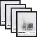 HEART ART 16x20 Frames Set of 4,Picture Frames 16x20 For Posters Without Mat,Wall Gallery Photo Frames,Black