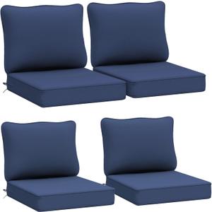 AAAAAcessories Outdoor Deep Seat Cushions, Waterproof, Fade-Resistant Patio Furniture Replacement Cushions, 24" x 24" x 5", Set of 4, Navy Blue (24x24-19'' Mid Back-4 Count)