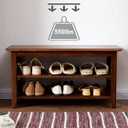 XKZG Storage Bench Wooden Shoe Rack Bench Rustic Solid Wood Entryway Bench (Brown,31.5")