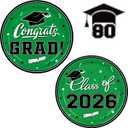 Graduation Party Supplies 2026 Graduation Party Dinnerware Green Disposable Paper Plates for Congrats Grad Party Decorations, Serve 80