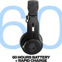 Skullcandy Icon ANC Wireless On-Ear Bluetooth Headphones, Active Noise Cancelling, 60 Hours Battery, Sweat Water Resistant, Foldable Durable Travel Ready, Microphone for iPhone Android - True Black
