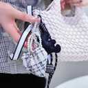 Cute Bag Charms Keychain Heart Handbag Accessories Key chains Decor for Women Girls Purse Ornament (Black)