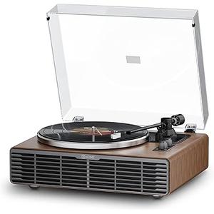 Vinyl Record Player, All-in-one Record Player with Built-in Speakers, Bluetooth Turntable for High Fidelity Sound, Aux-in Functionality, 2 Speed, for Sound Enjoyment and Home Decor