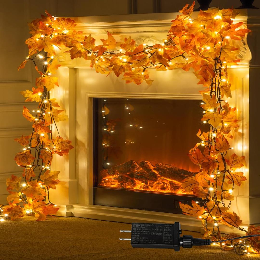 66ft Maple Leaves 200LED String Lights Fall Decor for Home Lighted Fall Garland Decorations Thanksgiving Halloween Decor Full String Lights for Indoor Room Autumn Harvest (Yellow) 66ft Maple Leaves 200LED String Lights Fall Decor for Home Lighted Fall Garland Decorations Thanksgiving Halloween Decor Full String Lights for Indoor Room Autumn Harvest (Yellow)