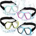 Fabbay 4 Pcs Adult Swimming Goggles with Nose Cover Snorkel Diving Mask Goggles Swim Mask with Fabric Strap (L)