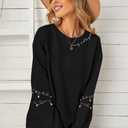 Christmas Sweatshirt Women Christmas Light Sweatshirts Merry And Bright Xmas Long Sleeve Shirts Crewneck Pullover Tops (Black, S)