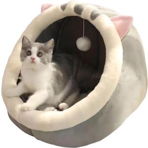 PUXING Cat Bed for Indoor Cats Cat Cave Bed Cat House Cat Tent Hideaway Pod for Indoor Cats Felt Kitten Beds Covered Cat House for Ultimate Cozy Comfort(Size:M)