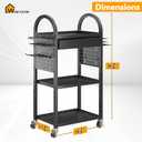 Warome 4-tire Rolling Cart with Drawer, Power Tool Organizer Utility Cart on Wheels for 360 SwivelingGarage Storage Orgnization for Drill Holder,ToolBox, Heavy Duty Storage Rack in Workshop