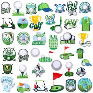 Tigeen 48 Pcs Golf Iron on Patches Embroidered Golf Sports Iron on Decorative Green Grass Golf Course Applique Patches for Hats Clothes Jackets Jeans Dress Backpacks Bags DIY Accessory