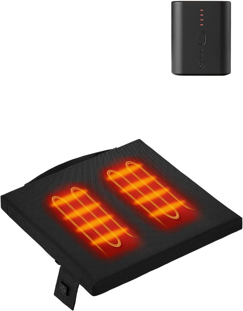 ORORO Portable Heated Cushion with Battery, USB Heated Seat Cushion for Office Chair, Stadium (Charger Not Included) (Black)