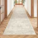 Kitchen Runner Rug Non Slip - 2.5 x 8 Runners for Hallways, Entryway, Bedroom, Washable Runner Rugs for Bathroom, Laundry Room, Low Pile Soft Vintage Area Rug(2.5'x8', Beige/Ivory)