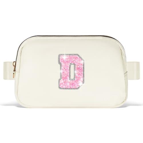 Uygafly Gifts for Girls Teens Kids - Birthday Gifts for Daughter Sister Her,Teen Girl Essentials,Travel Essentials,Cute Teen Trendy Stuff Waist Packs Belt Bag Crossbody Bag | Cream,Initial S