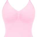 YEOREO SoftHue Impact Longline Strappy Top Women's Halter Workout Tank Tops Backless Gym Longline with Adjustable Strap (X-Large, Pink)