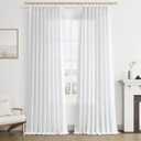 Joywell Linen Blended Pinch Pleated Curtains 102 Inches Long,Back Tab Clip Rings Drapes with Hooks Semi Sheer Light Filtering for Bedroom Living Dining Room,W50 x L102,White,2 Panels