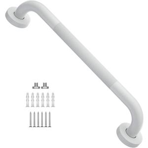 20 Inch Anti Slip Shower Grab Bar Oil Rubbed White 1.25" Diameter,Munzong Bathroom Grab Bar, Knurled Bathroom Balance Bar,Safety Hand Rail Support Handicap Elderly Senior Assist Bath Handle