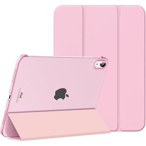 MoKo for iPad (A16) 11th Generation Case 11 Inch 2025, iPad 10th Generation Case 10.9 Inch 2022, Slim Stand Hard PC Translucent Back Shell Smart Cover, Support Touch ID, Auto Wake/Sleep, Flowers Pink