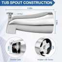 Slip Fit Tub Spout with Pull-Up Diverter Compatible with American Standard 8888026.002 Tub Spout, Bathroom Bathtub Faucet, Fits 1/2" Copper Water Tube(5/8" Diameter), 5/32" Hex Wrench (Brushed Nickel)