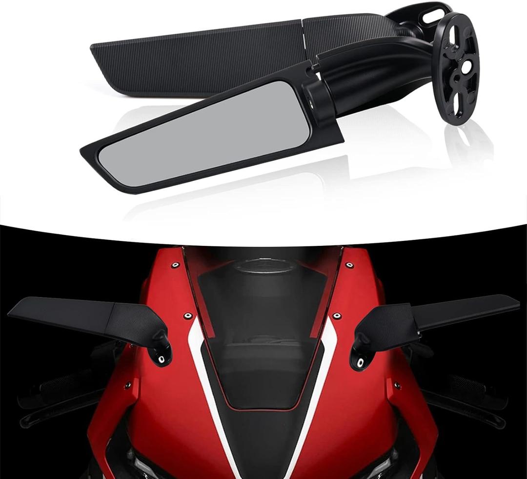 Motorcycle Rearview Mirrors, Adjustable Rotating Side Mirrors Fit for Honda Kawasaki Suzuki Yamaha Motorcycle Wing Mirror, Right