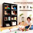 5 Tier Book Shelf, 8 Cube Storage Organizer, Tool-Free Assembly Kids Bookshelf, Bookcase Storage Shelves for Kids Room, Living Room, Office, Bedroom, Study Room, (Black, 5 Tier - 8 Cubes)