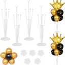 4 Sets of Table Balloon Stand Kit, 1 Roll of Glue and 5 Flower Clips for Birthday, Celebration and Party Decorations