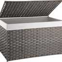 OIAHOMY Large Storage Basket with Lid, 42.3 Gallon (160L) Blanket Basket with Removable Liner Bag, Wicker Hamper with Handle, Foldable, Hamper for Bedroom, Grey