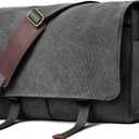 Messenger Bag for men Laptop Bag UnisexRetro Canvas Bag14-15.6 inches Casual single shoulder bag For Work College Travel (Black)