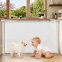 Retractable Baby Gates for Doorways, 58" Extra Wide Mesh Child Dog Gate for Stairs, 34" Tall Toddler Pet Gate Indoor and Outdoor, Easy Install, Essential for Home Safety, White