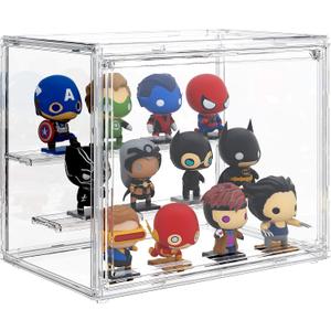 Acrylic Display Case 3 Tiers Clear Figure Display Cases for Collectibles Stackable Storage Box with Magnetic Door Dustproof Showcase (Small)