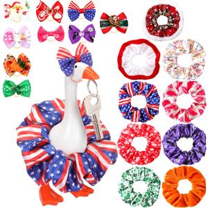 9 Sets 7inch Desk Goose Outfits Independence Day Mini Goose Hairband and Bow Ties All Season Desk Geese Outfits Magnetic Statue Keychain Geese Hats Headwear Dress Easter Table Decor