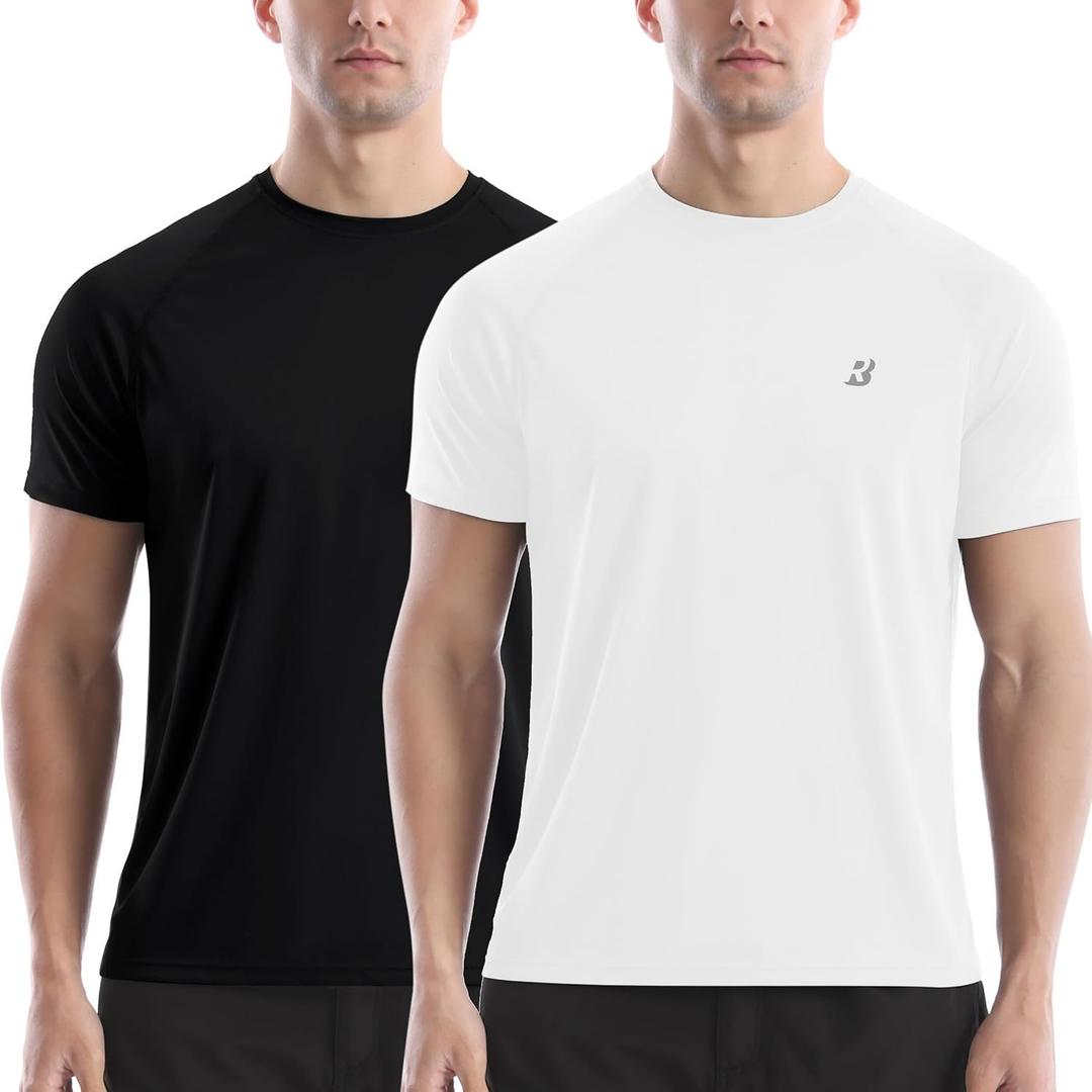 Roadbox Men's Rash Guard Short Sleeve, UPF 50+ UV Sun Protection Swim Shirts, Quick Dry Lightweight Water Surf Beach T-Shirt, Size: X-Large