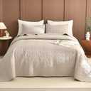 Sanracie Oversized King Quilt Bedspread Sets 120"*120" for Extra Bed, 100% Cotton Linen Colored Cal King Quilt Bedding Set Leaves Quilting Extra Wide Large 3Pcs Coverlet King Size for All Season
