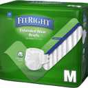 Medline MTB80300Z Extended Wear Overnight Adult Brief with Tabs, Maximum Absorbency, Medium, Pack of 15