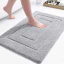 Buganda Bathroom Rugs, 24" x 16", Soft and Absorbent Microfiber Bath Rugs, Non-Slip Shaggy Shower Carpet, Machine Wash Dry Bath Mats for Bathroom Floor, Tub and Shower, Grey