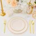 80pcs Ivory Plastic Plates with Gold Rim, Cream Heavy Duty Fancy Party Plates, 40 Dinner and 40 Dessert Plate for Party, Wedding, Deaded Disposable Plate