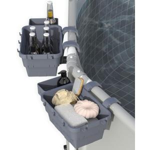 Poolside Storage Basket with Cup Holder Hooks,Stretchable Pool Toy Basket for Most Frame Pools Pool Accessories for Above Ground Swimming Pools Gray(2 Pack), YCGL-1 Poolside Storage Basket with Cup Holder Hooks,Stretchable Pool Toy Basket for Most Frame Pools Pool Accessories for Above Ground Swimming Pools Gray(2 Pack), YCGL-1