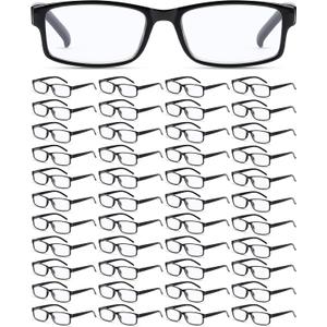 Yexiya 50 Pack Reading Glasses Bulk for Men Women Frame Eyeglasses with Spring Hinge Traditional Readers for Office Home (Black, +3.0)