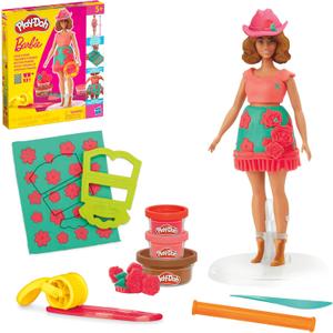 Play-Doh Barbie Florals and Fringe Set, Make Doll Clothes with Modeling Compound & 9 Fashion Accessories, Arts & Crafts for Girls & Boys 5+