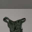 ZAFUL Women's Thong Bikini Bottom Low Waisted High Cut Cheeky Bathing Suit Bottoms with Adjustable Coverage (Medium, 1-army Green)