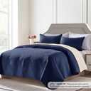 FLYMME King Size Quilt Set - Soft Navy Blue Quilts Lightweight Microfiber Bedspread - Classic Basket Weave Pattern Bedspreads Coverlet 3 Pieces for All-Season (1 Quilt, 2 Pillow Shams) | Easy care