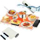 Warming Mat for Food IPX9 Waterproof Electric Food Warming Tray for Buffet(24"x16"), Portable Countertop Food Warmers for Parties, DishasherFriendly, 6Level Temp 6Hour Timer, Beige