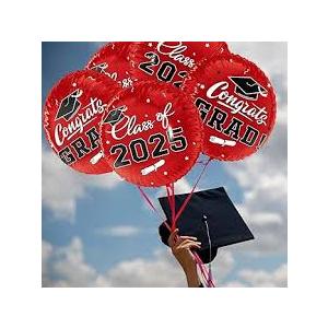 10 Red and black graduation balloons 2025