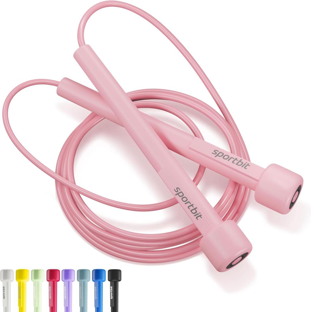 SPORTBIT Adjustable Jump Rope for Fitness and Exercise  Skipping Rope for Cardio, Boxing, and Weight Loss  Speed Rope perfect for Men & Women (Pink)