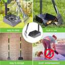 Niubya Pooper Scooper for Dogs, Metal Poop Scooper Tray and Rake Set with Adjustable Long Handle, Dog Pooper Scooper for Pet Waste Removal (Black & Green)