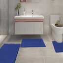 Bathroom Rugs Sets 3 Piece,Bath Mats for Bathroom Non Slip, Thick Chenille Bath Rug,Soft and Absorbent Shaggy Bathroom Mat Set, Machine Wash & Quick Dry Durable Carpet for Bath,Kitchen,Sapphire Blue