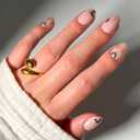 Glamnetic Press On Nails - Short Oval Fake Nails with Greek-inspired Patterns, Gold Foil & Glossy Finish | Salon Quality Vacation Nails | Myko Muse | 15 Sizes - 30 Nail Kit with Glue